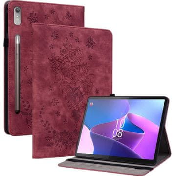 GS Ovitek za Lenovo Tab P12, vrtnica in metulji, rdeč