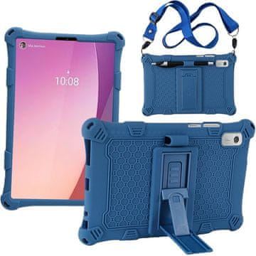 GS Ovitek za Lenovo Tab M9, oklepljen s stojalom in paščkom, temno moder