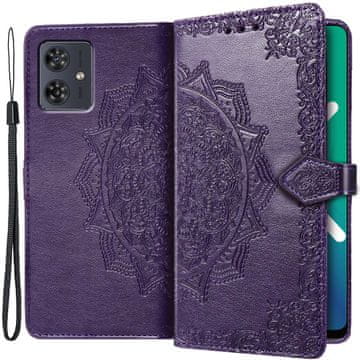 GS Ovitek za Motorola Moto G54 5G, Mandala, vijoličen