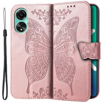 GS Ovitek za Oppo A58 4G, metuljček, roza zlata