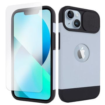Overboard Ovitek za iPhone 13 / iPhone 14, drsnik MagSafe Cam, moder + zaščitno steklo za zaslon