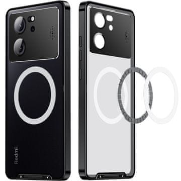 GS Ovitek z zaščito kamere za Xiaomi 13T / 13T Pro, CamShield MagSafe, prozoren / črn