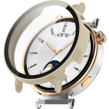 GS Ovitek 2 v 1 + kaljeno steklo za Huawei Watch GT 4 41 mm, bež
