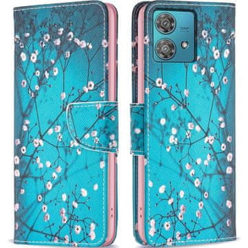 GS Ovitek za Motorola Edge 40 Neo, denarnica, sakura modra