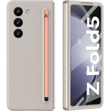 GS Ovitek za Samsung Galaxy Z Fold 5 5G s steklom in pisalom, siv/roza