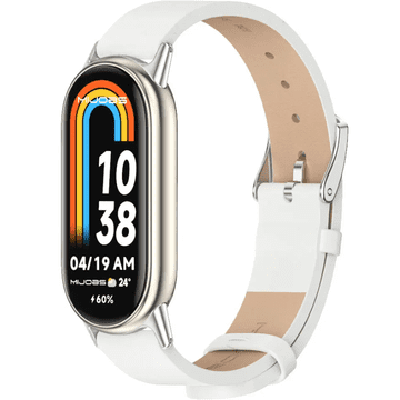 GS Usnjen pašček za Xiaomi Smart Band 10 / 9 / 8, bel