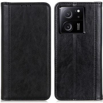 GS Ovitek za Xiaomi 13T / 13T Pro, denarnica iz usnja Litchi, črna