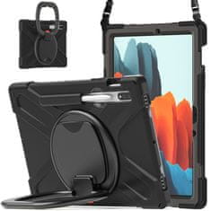 GS Ovitek za Samsung Galaxy Tab S10 Lite / S10 FE / S9 FE / S9 / S8 / S7, oklepljen, 360-stopinjsko vrtenje, črn