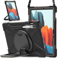 GS Ovitek za Samsung Galaxy Tab S10 Lite / S10 FE / S9 FE / S9 / S8 / S7, oklepljen, 360-stopinjsko vrtenje, črn