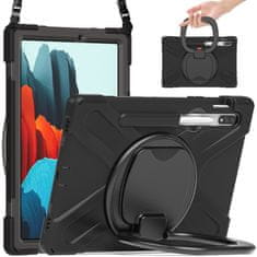 GS Ovitek za Samsung Galaxy Tab S10 Lite / S10 FE / S9 FE / S9 / S8 / S7, oklepljen, 360-stopinjsko vrtenje, črn