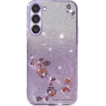 GS Ovitek za Samsung Galaxy S23+ Plus, bleščeč cvet, vijoličen