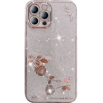 GS Ovitek za iPhone 12 Pro, bleščeč cvet, rožnato zlata