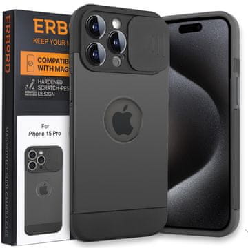 Overboard Ovitek za iPhone 15 Pro, drsnik kamere MagProtect za MagSafe, črn + kaljeno steklo