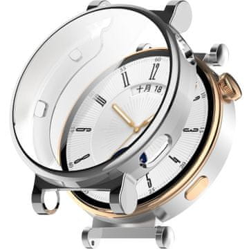 GS Ovitek 2 v 1 z zaščitno folijo za Huawei Watch GT 4 41 mm, srebrn