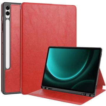 GS Ovitek za Samsung Galaxy Tab S9 FE+ Plus, Smartcase, z držalom za pisalo, rdeč