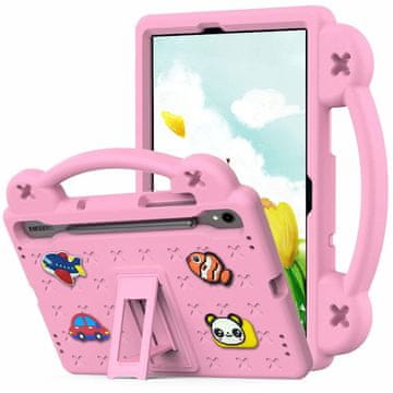GS Ovitek za Samsung Galaxy Tab S10 Lite / S10 FE / S9 FE, ljubki vzorci, s stojalom, roza