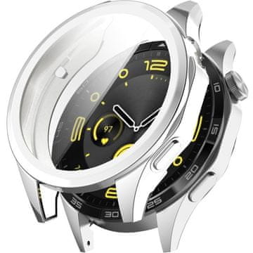 GS Ovitek 2 v 1 z zaščitno folijo za Huawei Watch GT 4 46 mm, srebrn