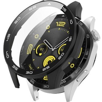 GS Ovitek 2 v 1 + kaljeno steklo za Huawei Watch GT 4 46 mm, črn