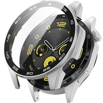 GS Ovitek 2 v 1 + kaljeno steklo za Huawei Watch GT 4 46 mm, srebrn