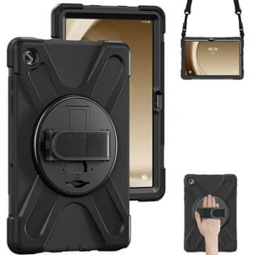 GS Ovitek za Samsung Galaxy Tab A9+ X210 / X215 / X216B, oklepni, vrtljiv za 360 stopinj, črn