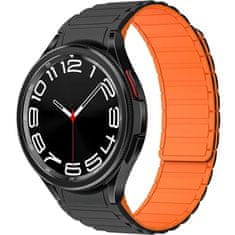 GS Magnetni pašček za Samsung Galaxy Watch 4/5/6/7/FE 40/42/43/44/45/46/47 mm, črn/oranžen