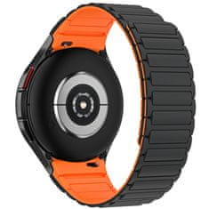 GS Magnetni pašček za Samsung Galaxy Watch 4/5/6/7/FE 40/42/43/44/45/46/47 mm, črn/oranžen