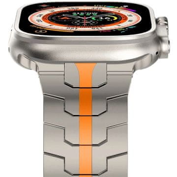 GS Zapestnica za Apple Watch 1/2/3/4/5/6/7/8/9/10/11/SE Ultra 1/2/3 42/44/45/46/49 mm, titanova/oranžna