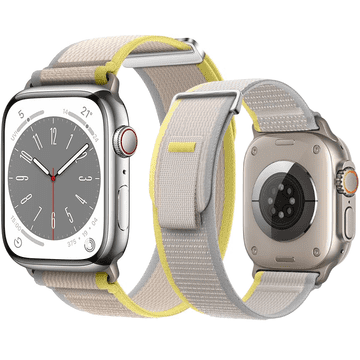 GS Najlonski pašček za Apple Watch 1/2/3/4/5/6/7/8/9/10/11/SE Ultra 1/2/3 42/44/45/46/49 mm, bež/rumen