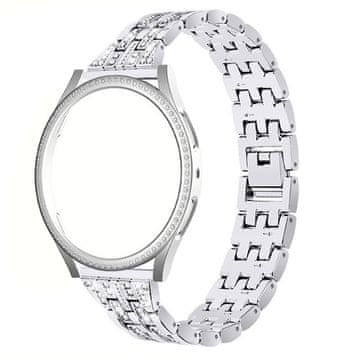 GS Zapestnica + ovitek z vgrajenim steklom za Samsung Galaxy Watch 4 44 mm, srebrna