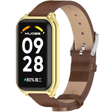 GS Usnjen pašček za Xiaomi Redmi Smart Band 2 / Xiaomi Smart Mi Band 8 Active, rjav