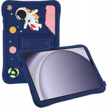 GS Otroški silikonski ovitek za Samsung Galaxy Tab A11 Plus / A9 Plus, oklepni, astronavt, temno moder