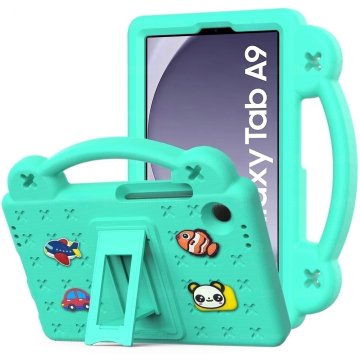 GS Ovitek za Samsung Galaxy Tab A11 / A9, ljubki vzorci, s stojalom, zelen