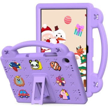 GS Ovitek za Samsung Galaxy Tab A11 Plus / A9 Plus, ljubki vzorci, s stojalom, vijoličen