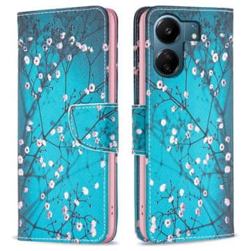 GS Ovitek za Xiaomi Redmi 13C / Poco C65, denarnica, sakura modra