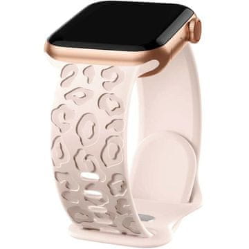 GS Silikonski pašček za Apple Watch 1/2/3/4/5/6/7/8/9/10/11/SE Ultra 1/2/3 42/44/45/46/49 mm, leopardji vzorec, roza