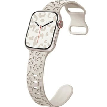 GS Silikonski pašček za Apple Watch 1/2/3/4/5/6/7/8/9/10/11/SE Ultra 1/2/3 42/44/45/46/49 mm, leopard, bež