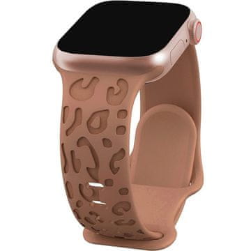 GS Silikonski pašček za Apple Watch 1/2/3/4/5/6/7/8/9/10/11/SE 38/40/41/42 mm, leopardji vzorec, rjav