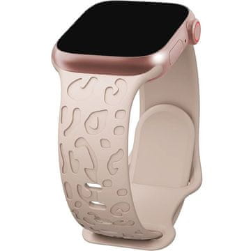 GS Silikonski pašček za Apple Watch 1/2/3/4/5/6/7/8/9/10/11/SE 38/40/41/42 mm, leopardji vzorec, roza