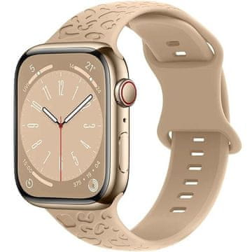 GS Silikonski pašček za Apple Watch 1/2/3/4/5/6/7/8/9/10/11/SE 38/40/41/42 mm, leopardji vzorec, svetlo rjav