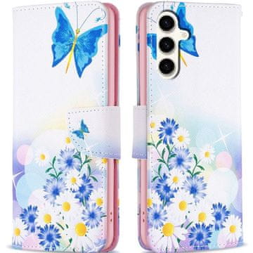 GS Ovitek za Samsung Galaxy S23 FE s preklopom, denarnica, metulj in rože, bela