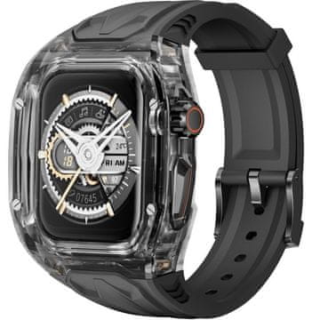 GS Silikonski pašček z etuijem za Apple Watch 4/5/6/7/8/9/SE 44/45MM, črne barve