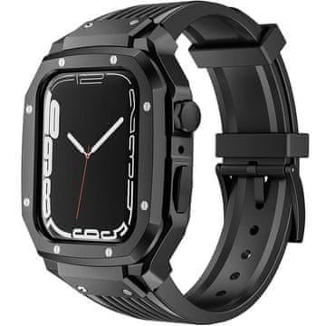 GS Silikonski pašček z etuijem za Apple Watch 4/5/6/7/8/9/SE 44/45MM, črne barve