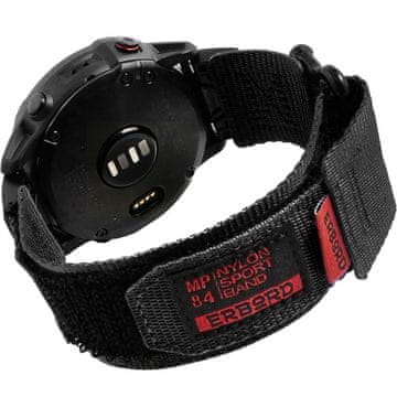 Overboard Najlonski pašček MP84 Quickfit za Garmin Fenix 5X/6X/6X PRO/7X, črne barve, velikost S/M