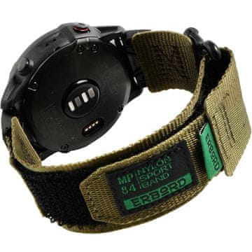 Overboard Najlonski pašček MP84 Quickfit za Garmin Fenix 5X/6X/6X PRO/7X, zelen, velikost S/M