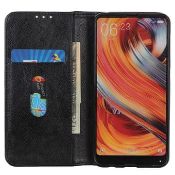 GS Usnjen ovitek za Samsung Galaxy S24 Ultra, denarnica Litchi usnje, črna