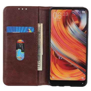 GS Usnjen ovitek za Samsung Galaxy S24 Ultra, denarnica iz liči usnja, rjava