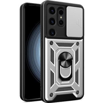 Overboard Oklepni ovitek za Samsung Galaxy S24 Ultra, CamShield Slide, srebrn