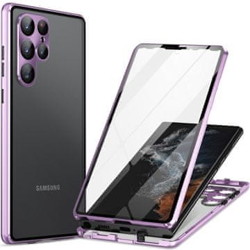 GS Ovitek za Samsung Galaxy S24 Ultra, dvojno magnetno steklo, vijoličen