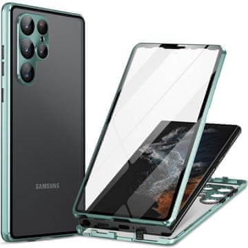 GS Ovitek za Samsung Galaxy S24 Ultra, dvojno magnetno steklo, zelen