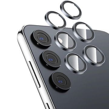 Overboard 2x sivo steklo za kamero za Samsung Galaxy S24, objektiv kamere , siv okvir